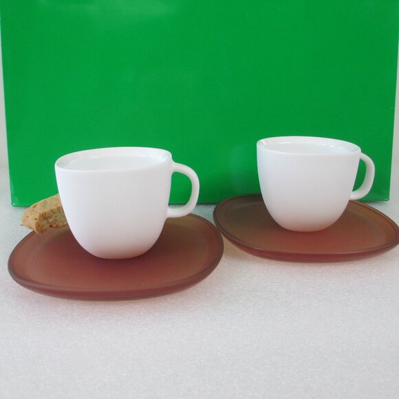 SET OF TWO NESPRESSO "LUME" EXPRESSO CUPS & SAUCERS - Picture 1 of 10